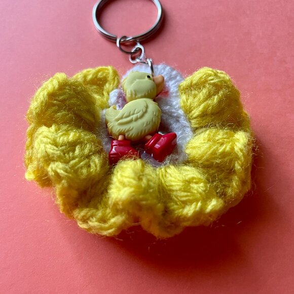 Handmade Bag Charm, Crochet Keychain Charm, Happy Dock Charm - Picture 5 of 6